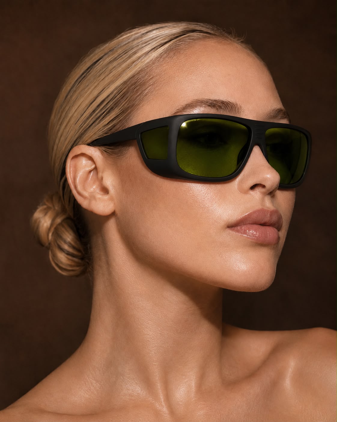 Dauerhafte Haarentfernung – Kundin mit Laserschutzbrille